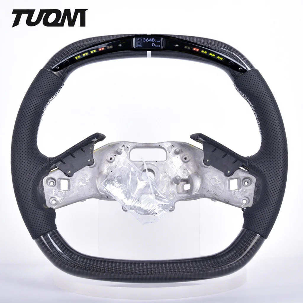 Custom Flat Top Bottom Carbon Fiber LED Display Steering Wheel For Chevrolet Corvette C8