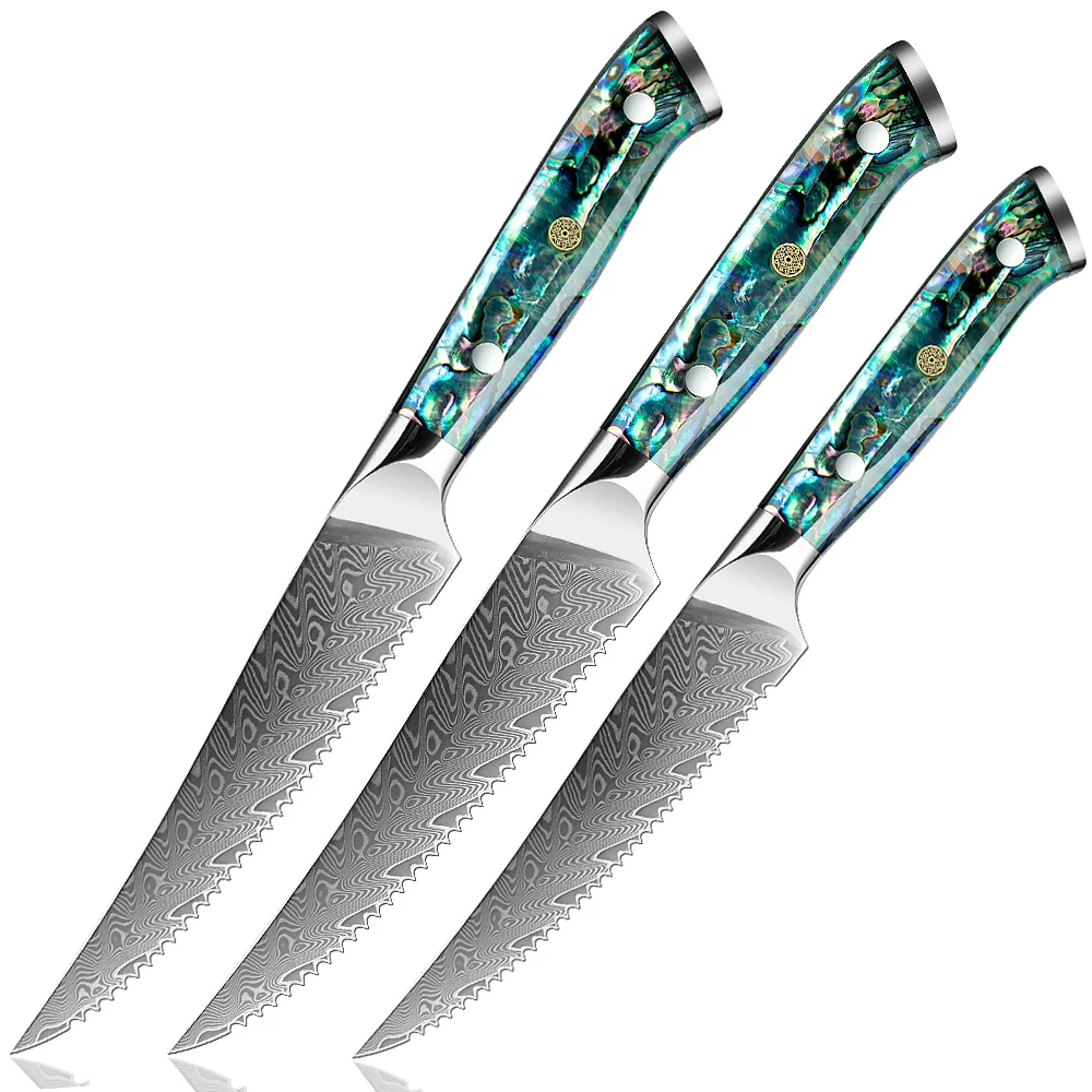 XITUO Steak Knife Set Damascus Pattern Stainless Steel Serrated