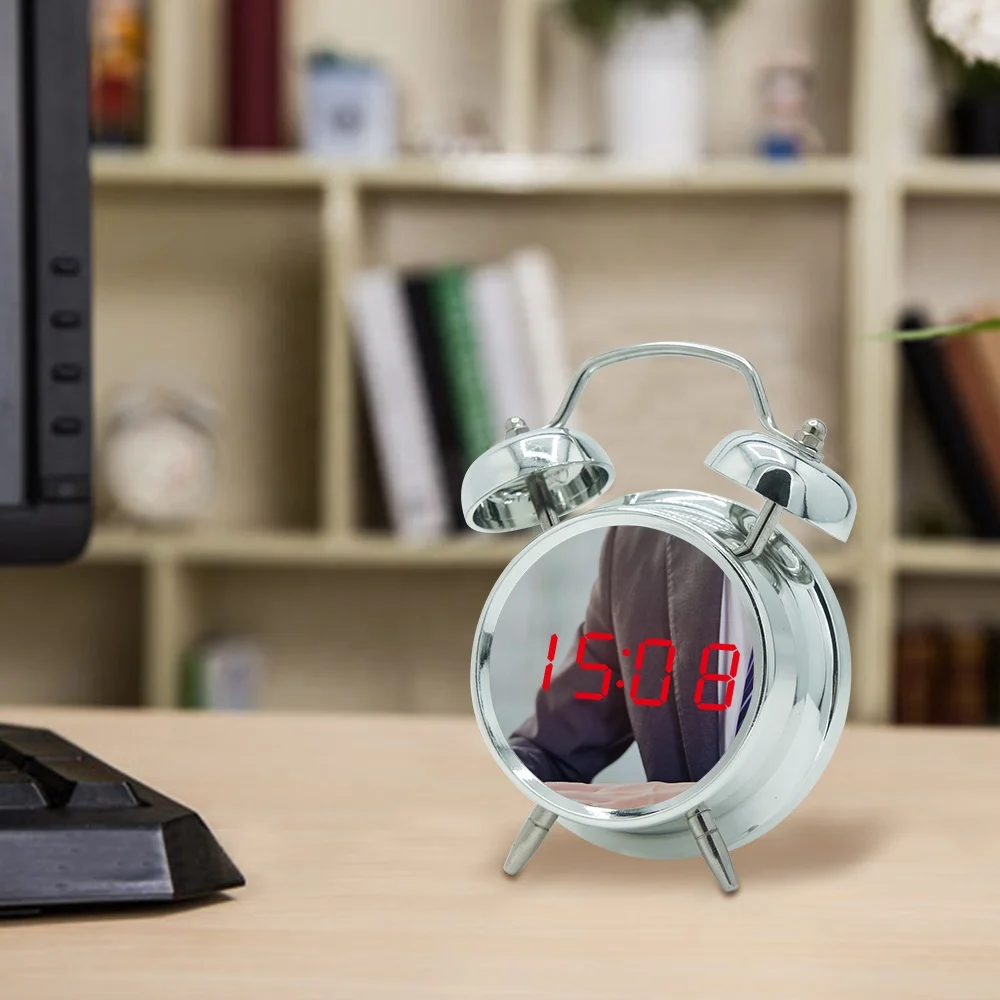 CE Twin Bell Two Alarm LED  Clock with Sound Control Function