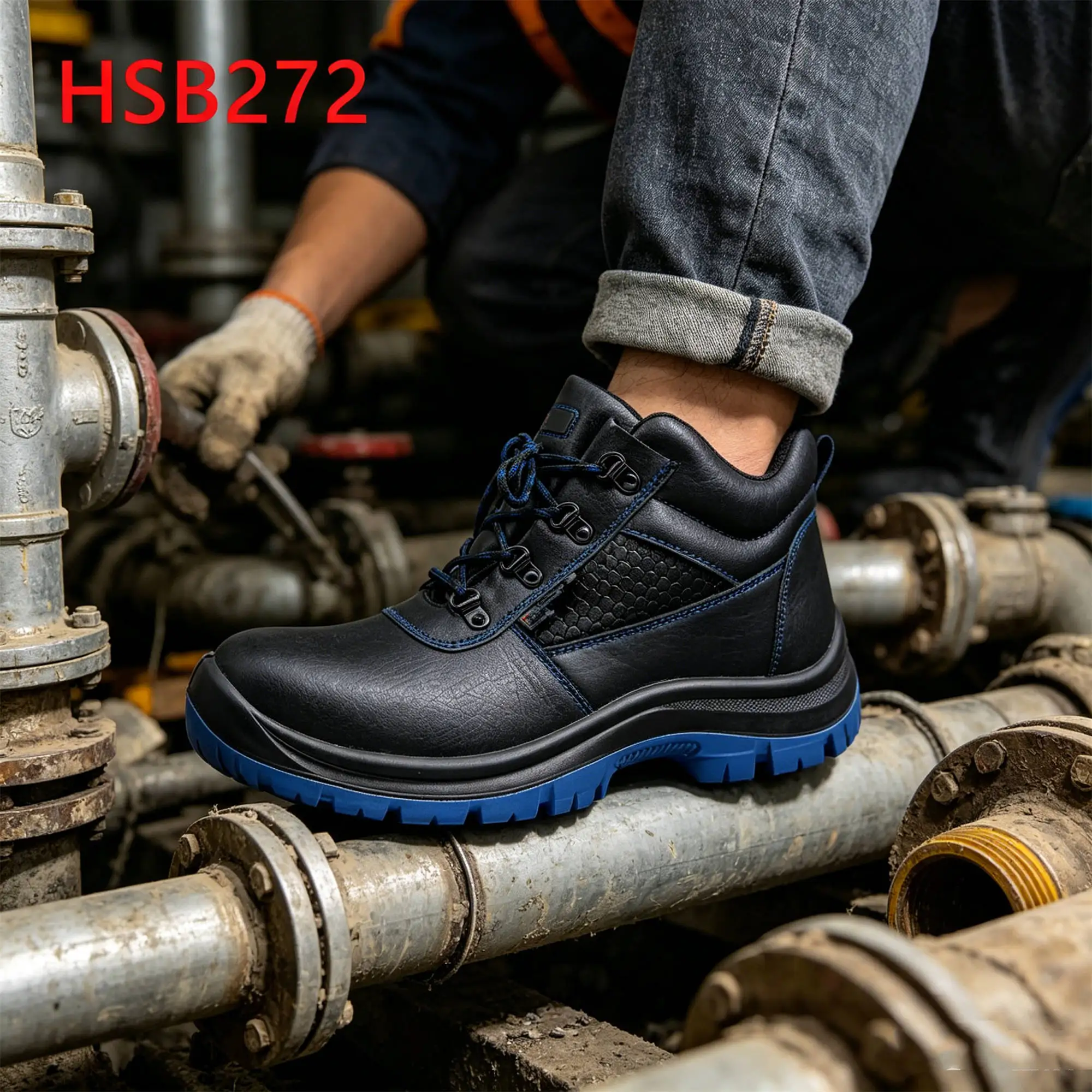 ZYF,Petrochemical Workshop Anti-acid&base Blue/green/red Sole Safety Shoes Manufacturing Plant Puncture Proof Work Boots HSB272