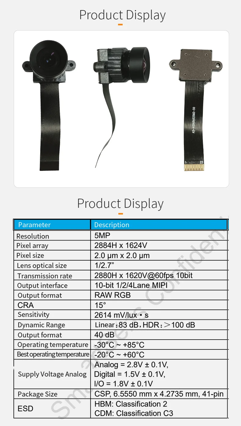 DGZX 5mp 60fps Sc530ai Ov5640 Wide Dynamic Outdoor Monitoring AI Robot Mipi Camera Module插图1