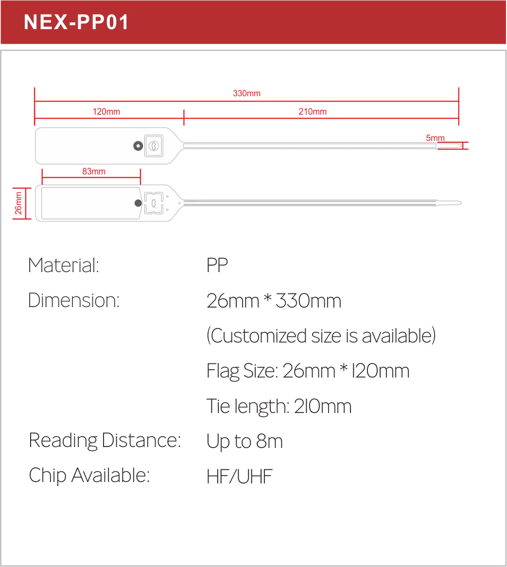 Nylon Cable Tie Strapping Tape Uhf Selflocking Waterproof Firm Tag