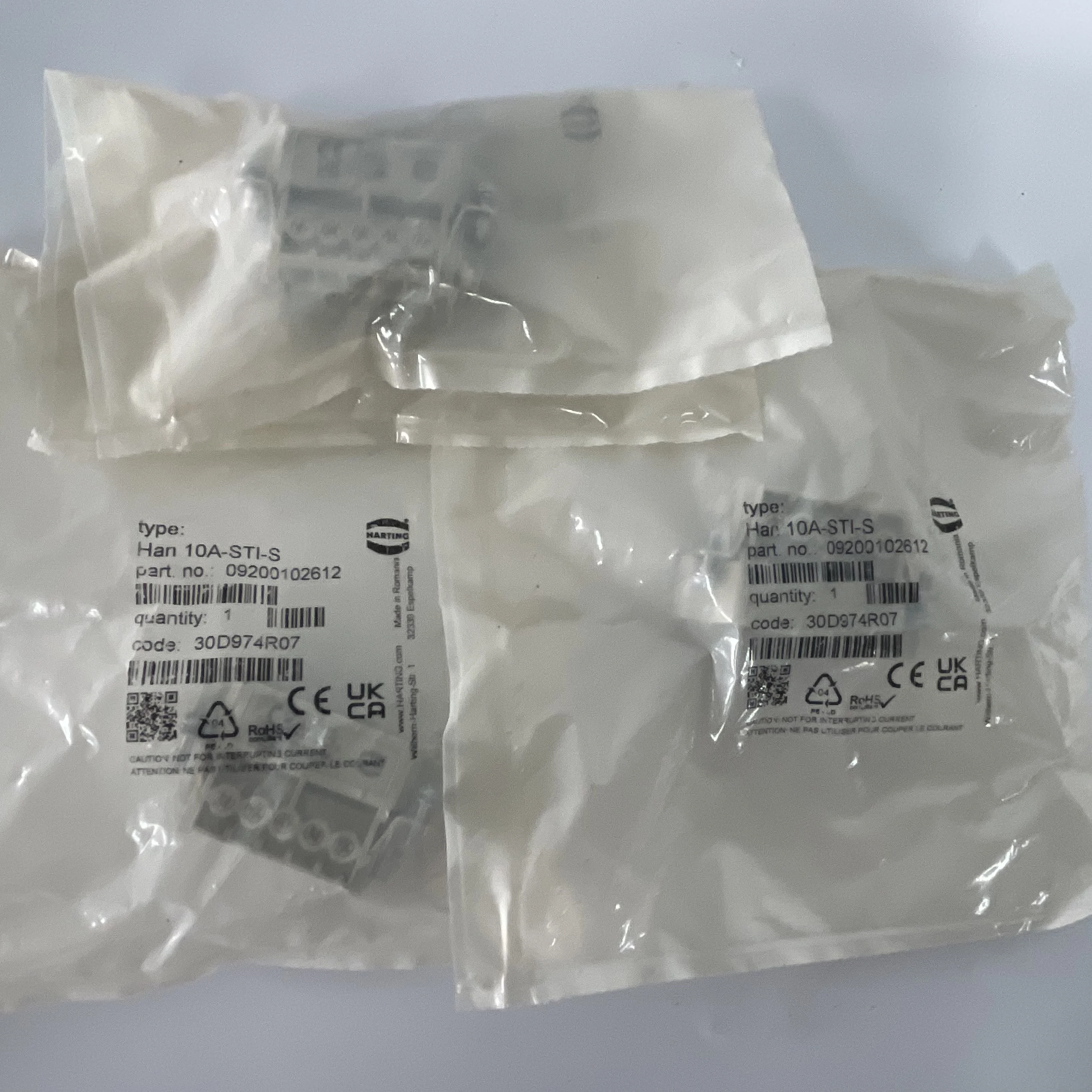 HARTING Han Connector Insert Han 10A-STI-S 09200102612 HARTING Han Connector Insert Han 10A-STI-S 09200102612