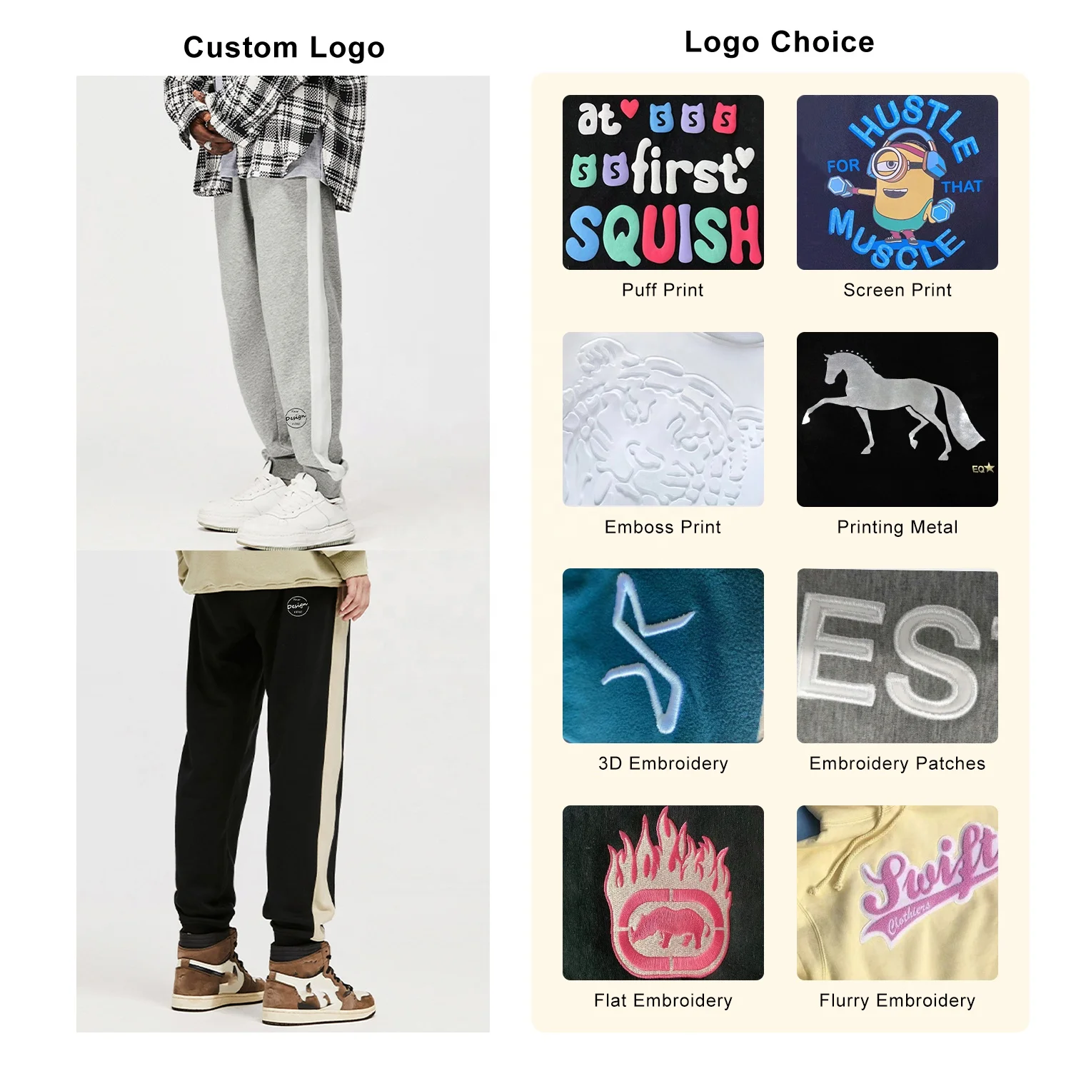 JL0901A Wholesale High Quality Fabrics Straight Men Joggers Casual Sweat Pants Puff Printing Sweatpants Thick Fleece Men