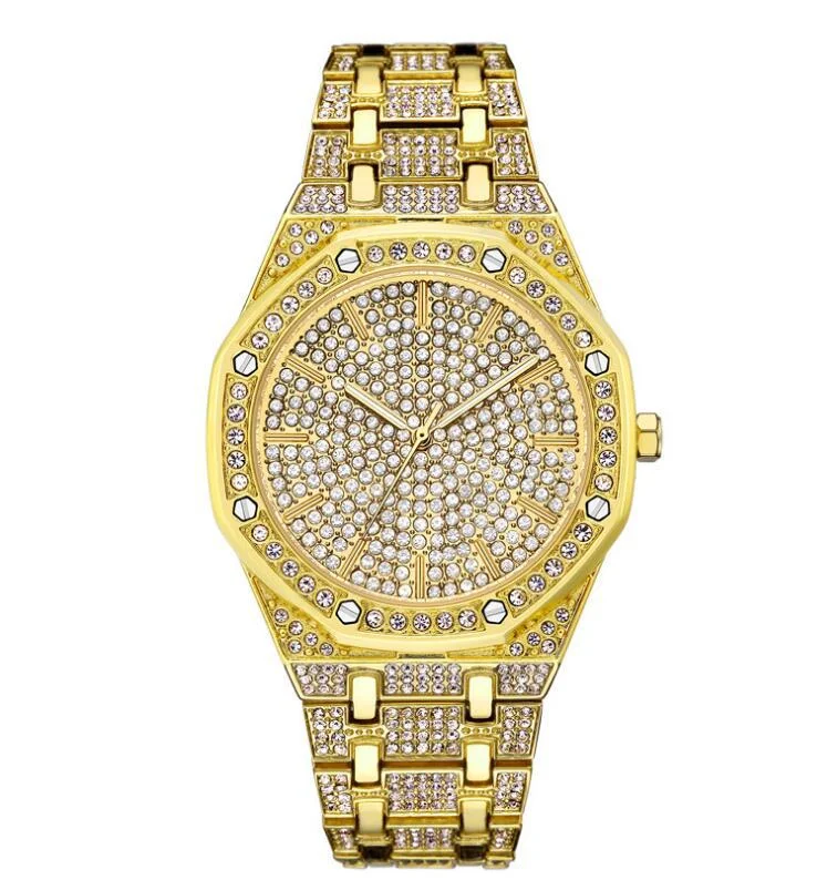 Wholesale Ice out hip hop watch gold silver rock rap full bling