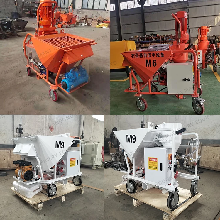 M6 Wall Putty Mortar Cement Plastering Machine 3kw Air Compressor Plaster Station M9 Gravel Gypsum Dry Powder Spraying Machine