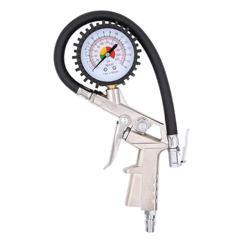 High Precision LED Liquid Crystal Digital Display Tire Pressure Gauge Metal Car Tire Inflation Gun Fixed Type Pencil Shaped