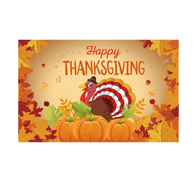 Large Happy Thanksgiving Banner Large Size Thanksgiving Turkey Pumpkin ...