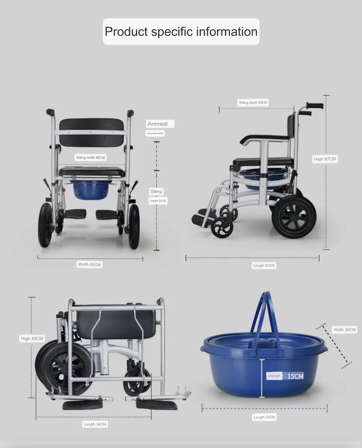 Handicapped Aluminum Adjustable Commode Wheelchair With Bedpan For Elderly Buy Adjustable