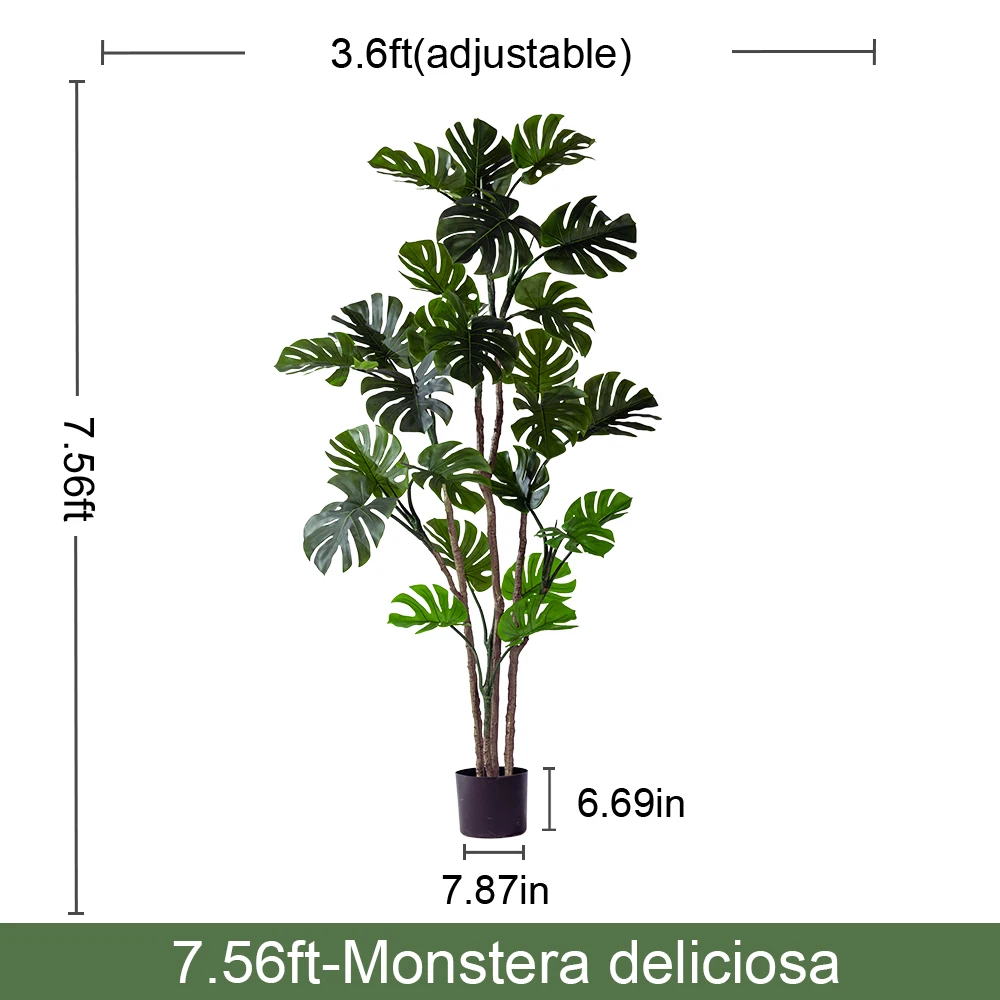 Modern Large Monstera Artificial Trees Realistic Silk Plastic Grass Faux for Indoor Outdoor Hotel Office Decor UV Landscape supplier