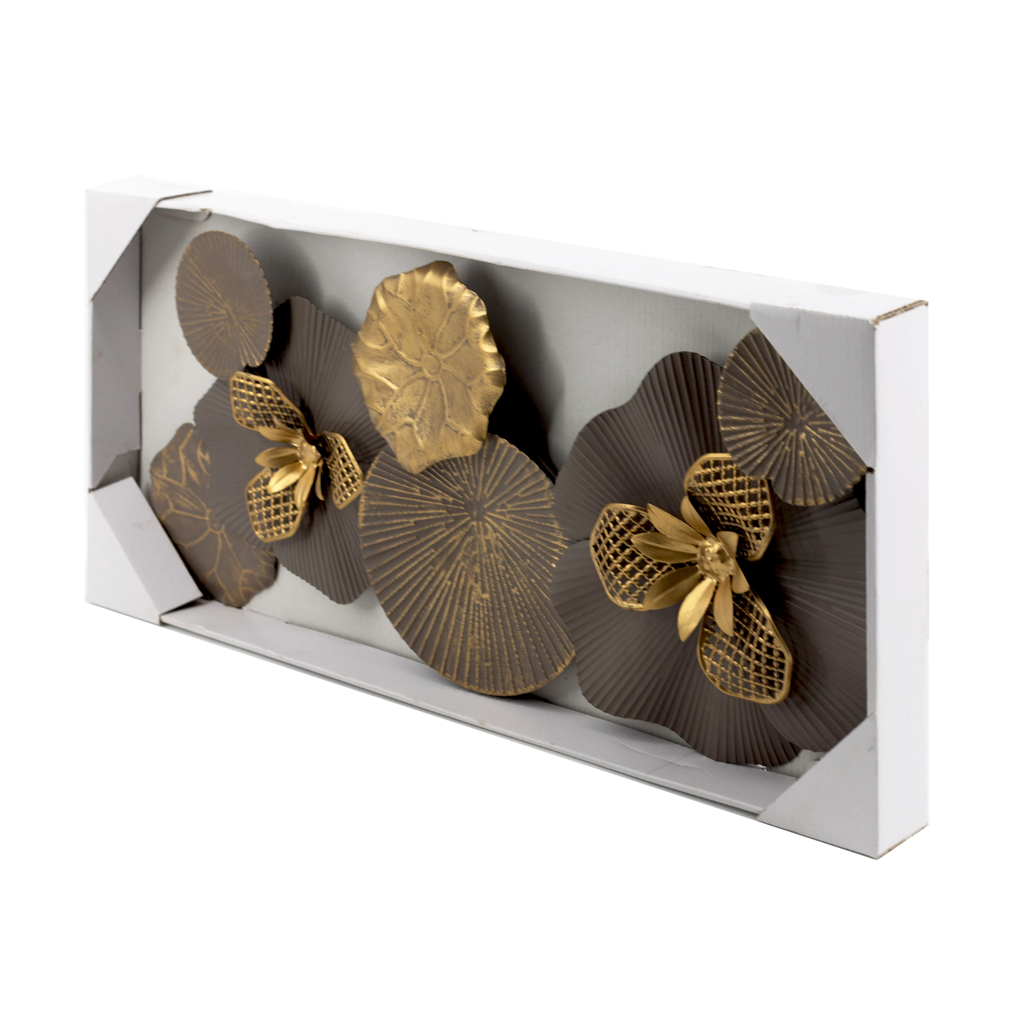 Home Studio Decor Accessories CHINESE Art Products Metal Flower Floral Metal Wall Art Gold