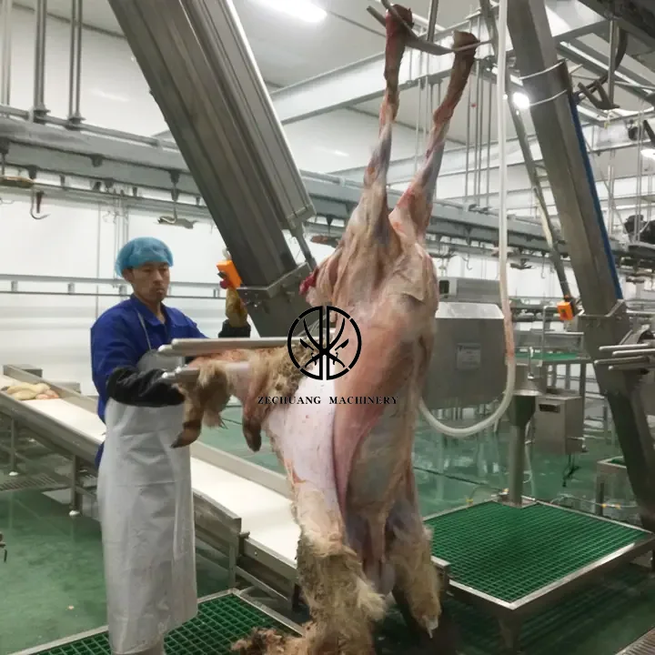 Professional Automatic Sheep Abattoir Equipment Rotary Automatic Skinning Machine For Halal Goat Slaughtering Plant