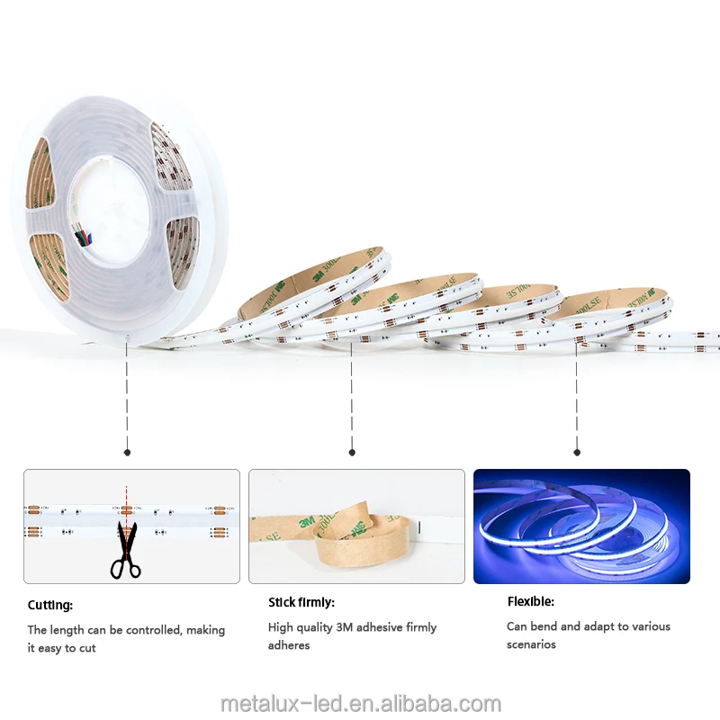 LIGHT Flexible CCT RGB/RGBW/RGBCCT 12mm 840LEDs/Meter Dimmable LED Cob Strip Light 2-Year Warranty 10m Length NFC 24V Copper