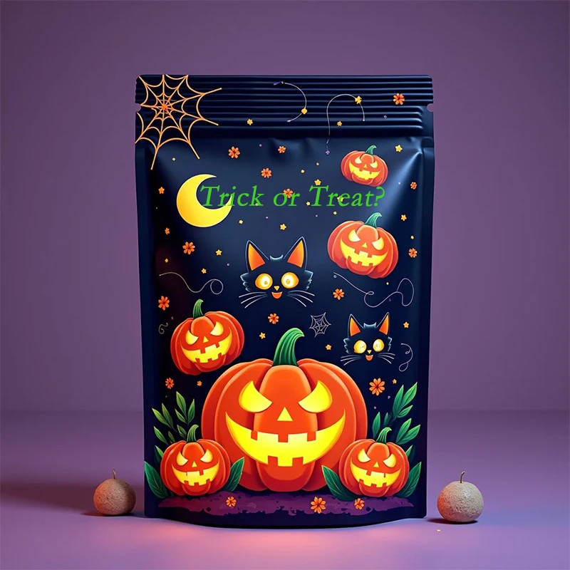 Customized creative Halloween candy packaging bag gummy packaging polyester film bag recyclable self-sealing stand-up bag