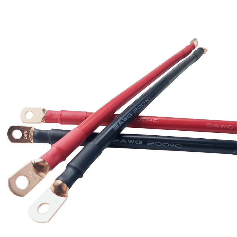 Cables Para Batería Calibre 2 AWG - Cobre Puro, Terminales Estañados, Ideales Para Coche, Solar, Caravanas
