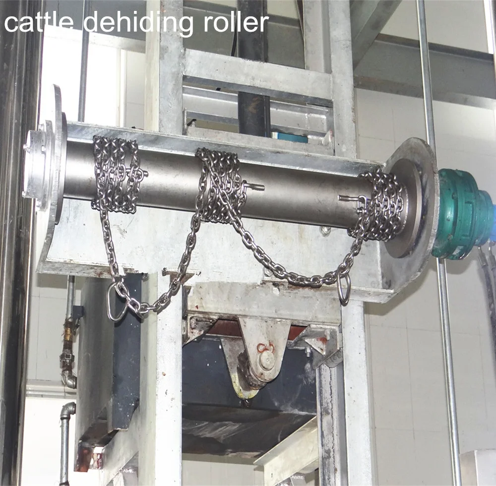 Hydraulic cattle skinning machine for cattle slaughter lines
