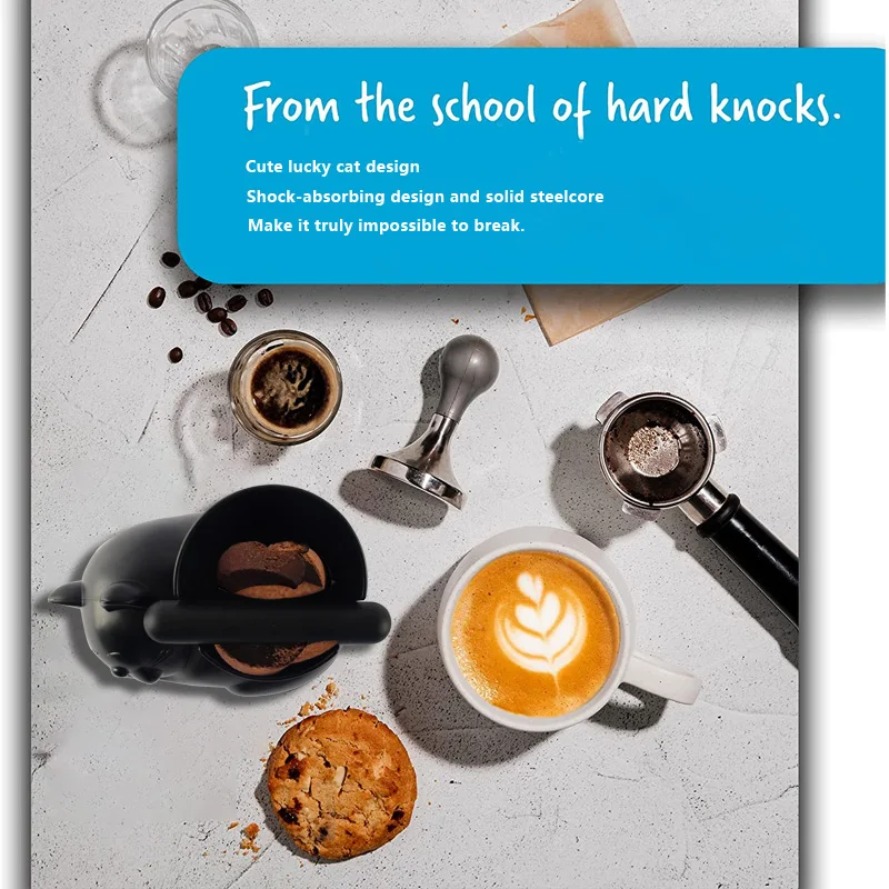 Инструменты для бариста, милый Контейнер для кофейных зерен в форме кошки, мини-ящик для ударов с резиновым баром, ящик для кофе эспрессо