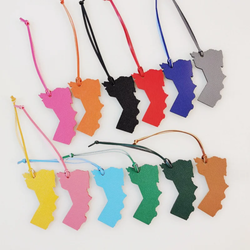 Kuwait Map Oman Shaped Bag Charm Pendant Genuine Leather Keychain Leather Handbag Hanging Accessories Car Pendant