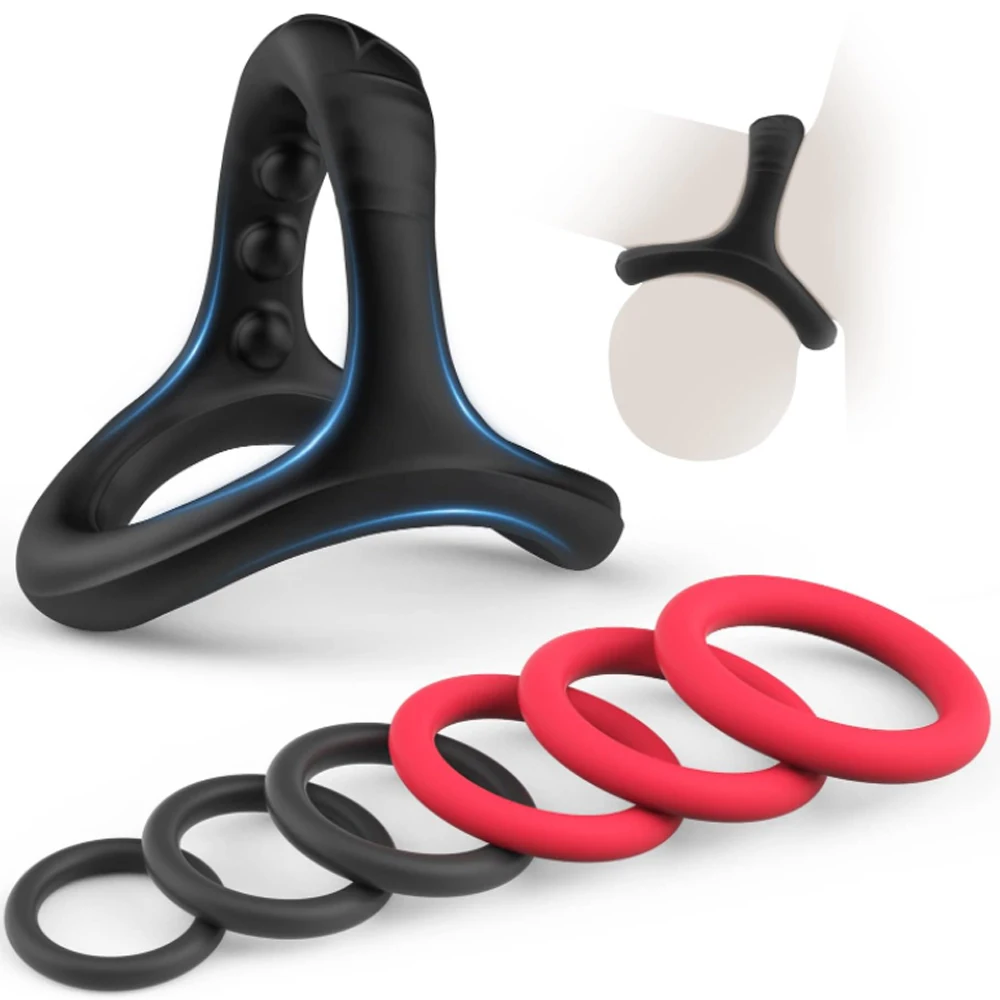 Silicone Cock Penis Rings Set with 7 Different Sizes for Erection Enhancing Long Lasting Stronger Strech Adult Sex Toys for Men
