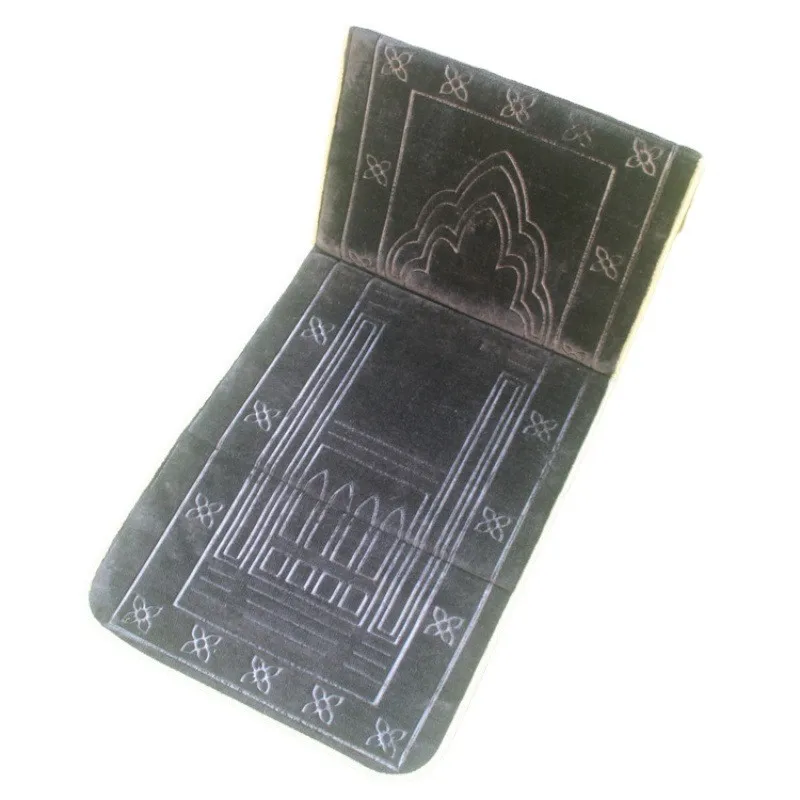 2026 Plain Embossed Portable Pilgrimage Thick Prayer Mat Muslim Carpet Islam Foldable Prayer Mat With Backrest Prayer Mat Gift S_voghion.com