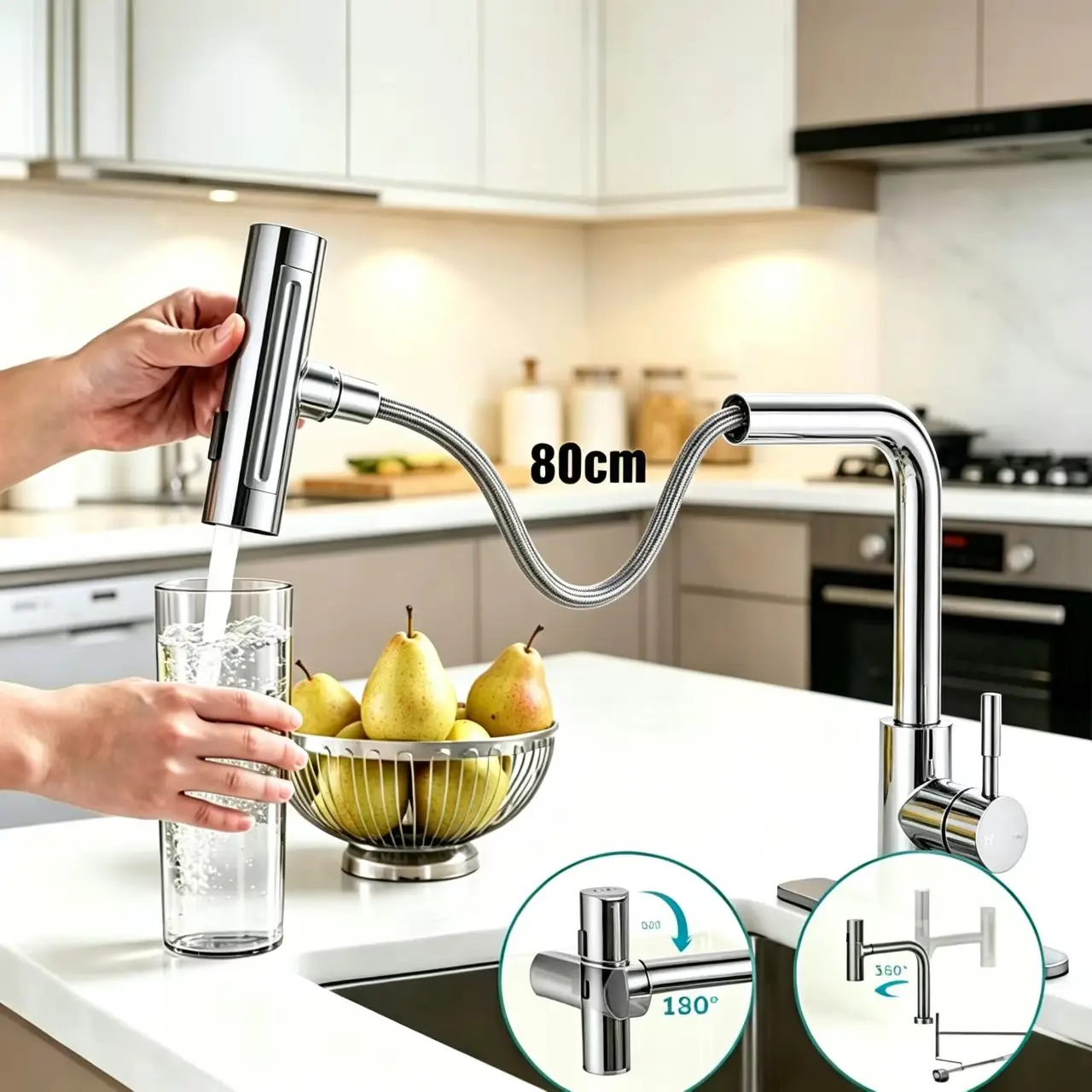 Single hole deck mount configuration Waterfall deck mount faucet showing installation detail