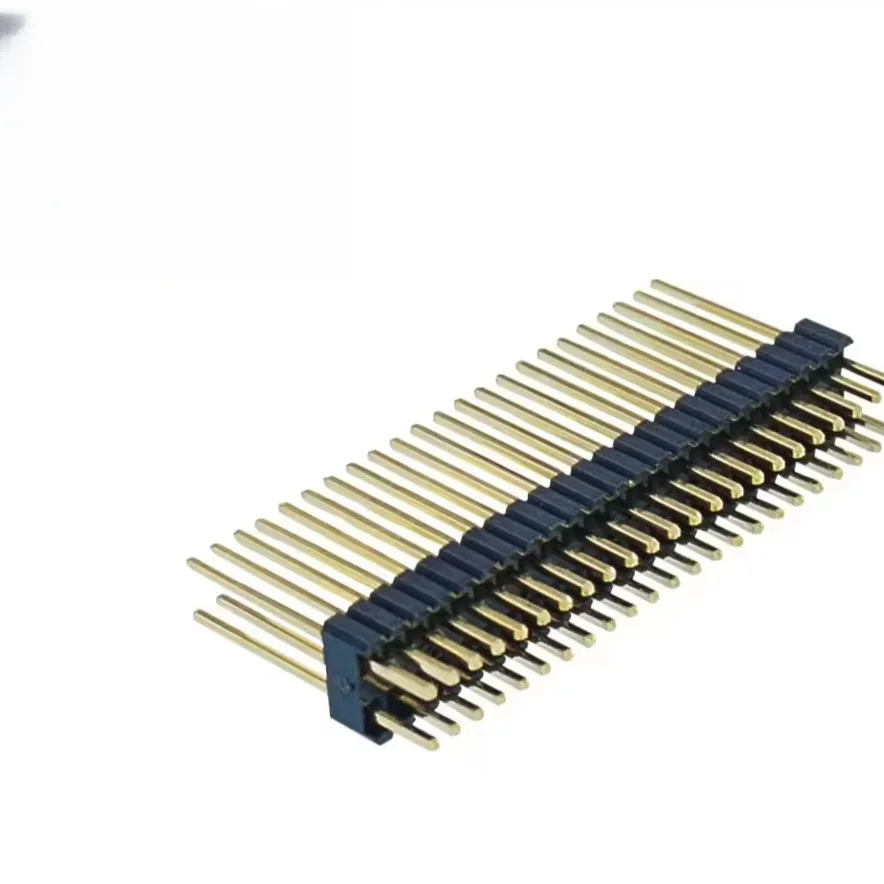 Custom Right Angle Double Row Double Plastic Pin Header 2x20P Gold Plated Brass 1.0mm Pitch Connector for Smart Home Appliance