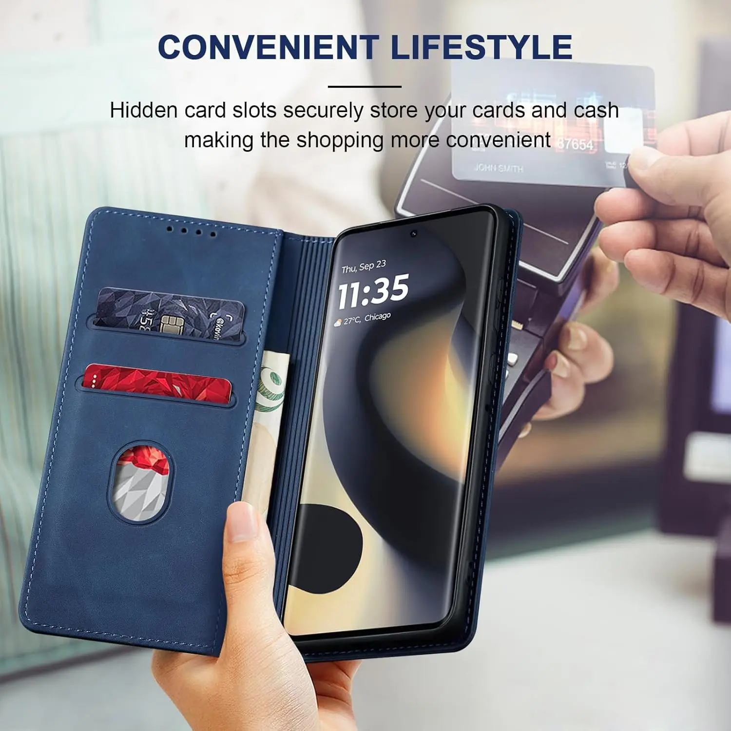 product flip wallet case for motorola edge 2024 leather magnetic folio cover with card holder kickstand shockproof durable case-7