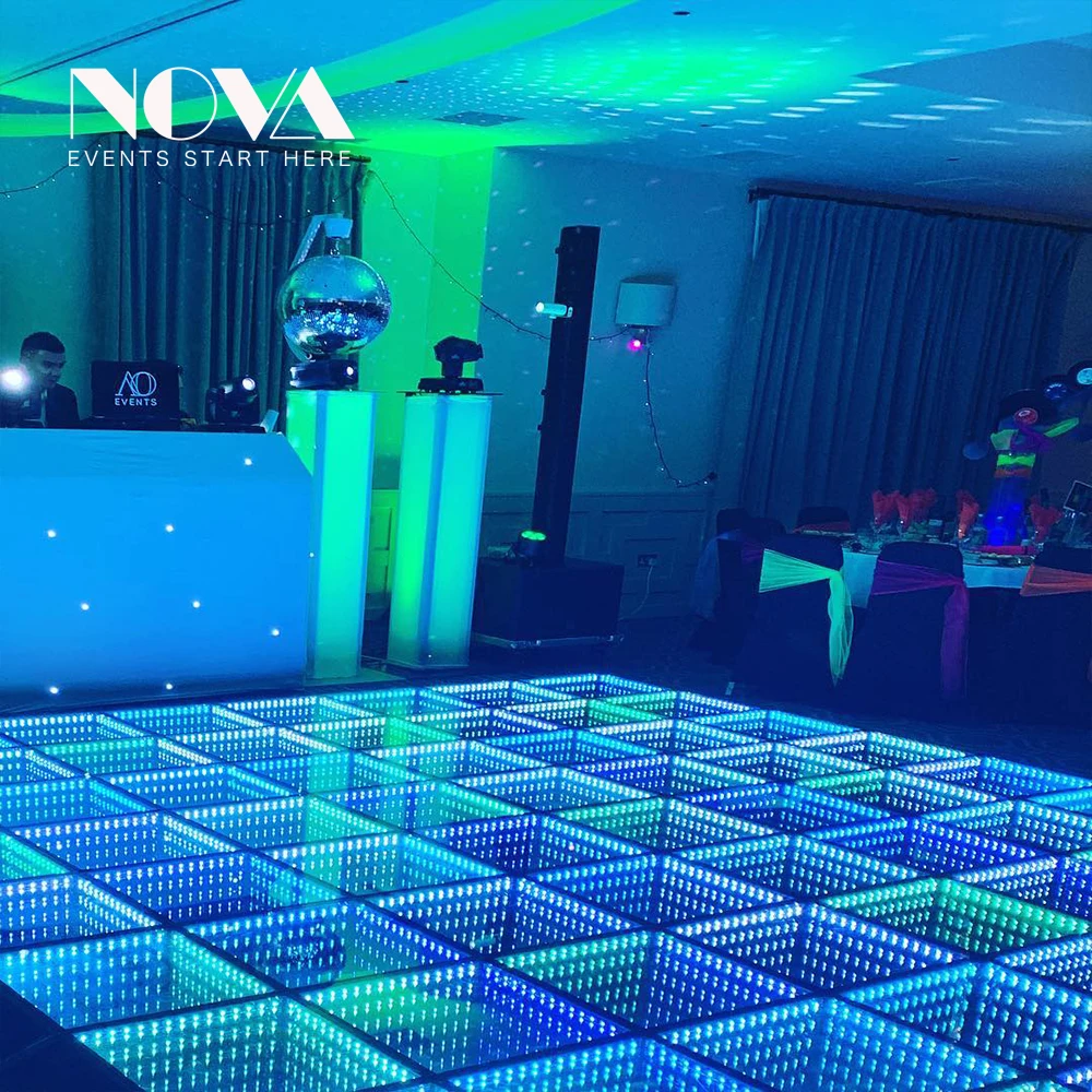 NOVA USA hot sale Dj Stage decoration wireless connection led infinity dance floor panels