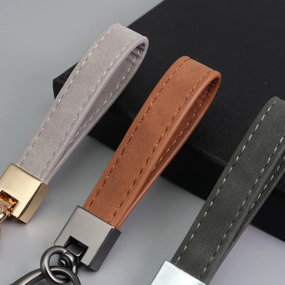 Promotion Gift Leather Key Tag Key Holder Ring Genuine Real Leather Key Chain Custom Logo Name Leather Keychain