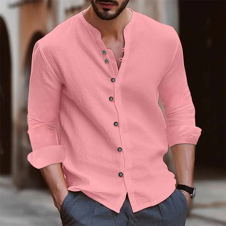 Autumn and winter new men's retro cotton and linen shirt casual loose long-sleeved shirt