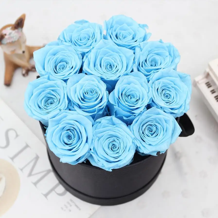 批发商薄荷绿色永久保存新鲜剪裁玫瑰手工制作永恒方形天鹅绒玫瑰 Buy 方形永恒玫瑰薰衣草天鹅绒盒子 永恒的保鲜玫瑰丝绒 永远保存花朵丝绒product On