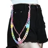 Cadena para pantalón con colgante de estrella de cinco puntas a rayas.