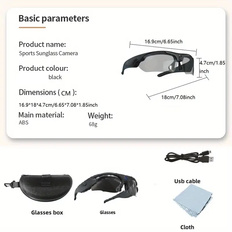 Gafas con cámara de video HD 1080P manos libres, grabadora multifuncional de 5 MP, gafas para fotos
