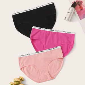 Hot Selling Factory Price Letter Printing High Waist Cotton Underwear Woman Pink Panties