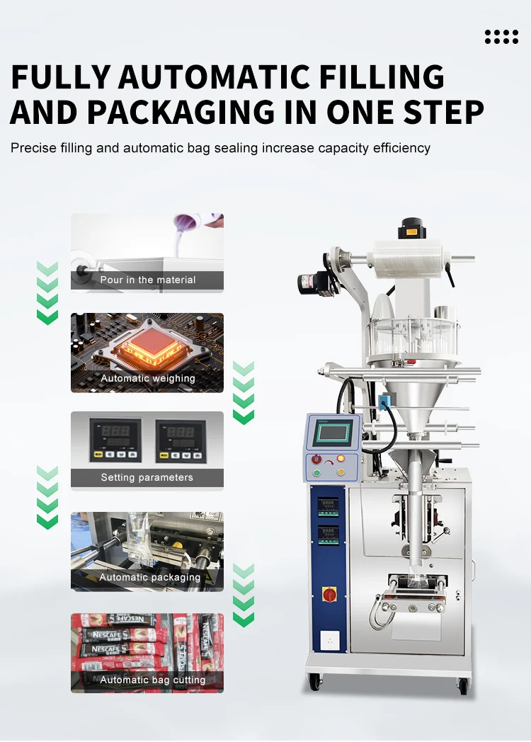 Fully Automatic 3 Side Seal Pouch Packaging Machines South Africa Sealed rice packing machine 1kg 2kg 5 kilo details