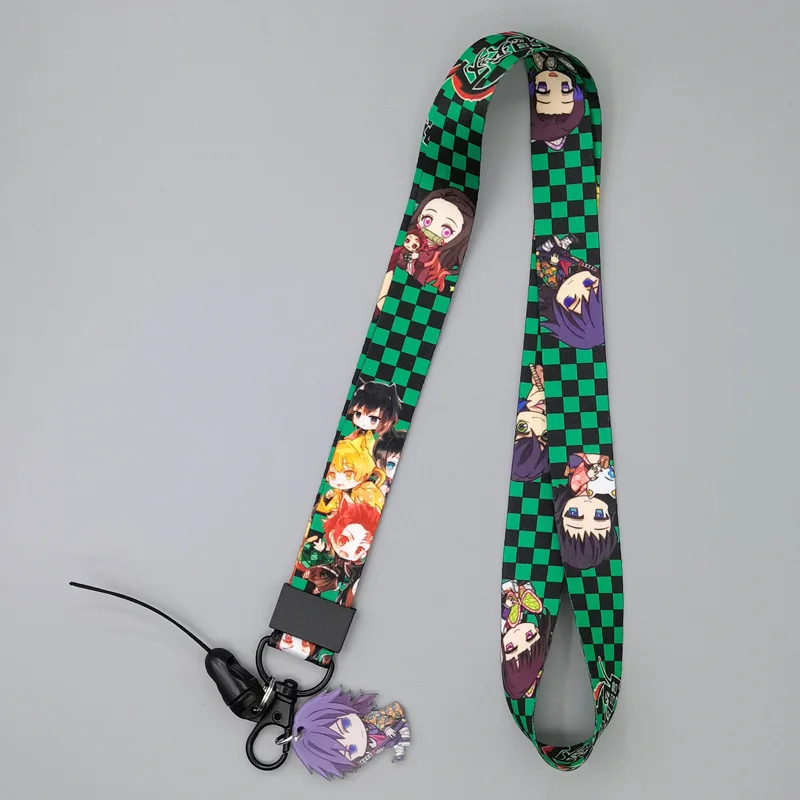 Professional manufacturer custom heat transfer printing anime cell phone lanyard details