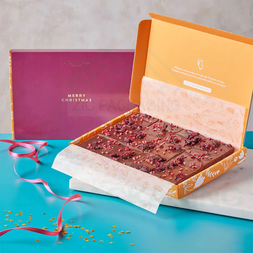 New Orange Design Corrugated Cardboard Customized Brownie Packaging Box With Divider