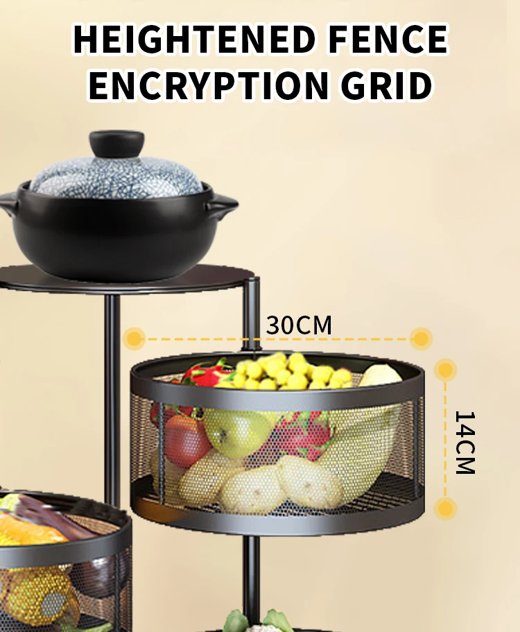 Multilayer Rotatable Fruit Vegetable Shelf 3 Tier 4 Tier 5 Tier Round