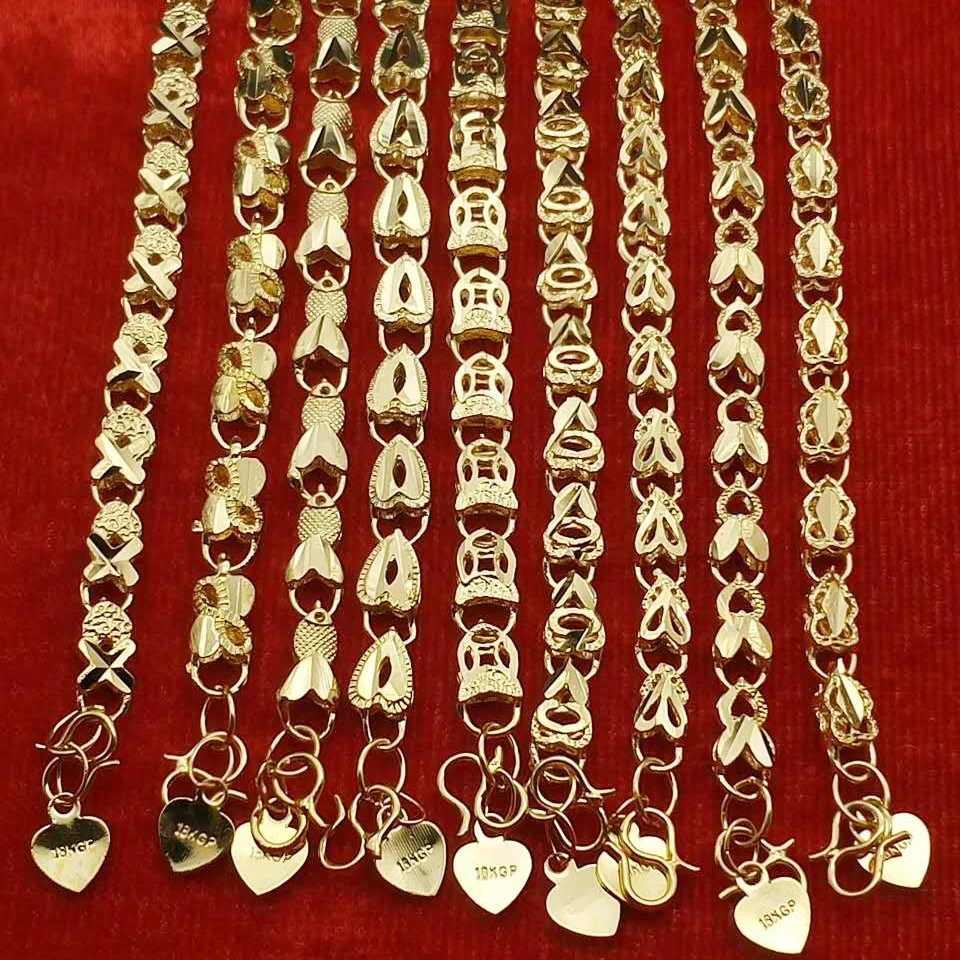 Wholesale 24k Gold Plated Copper Heart Clover Bracelet Women Trendy Gold Chain Bracelets Jewelry