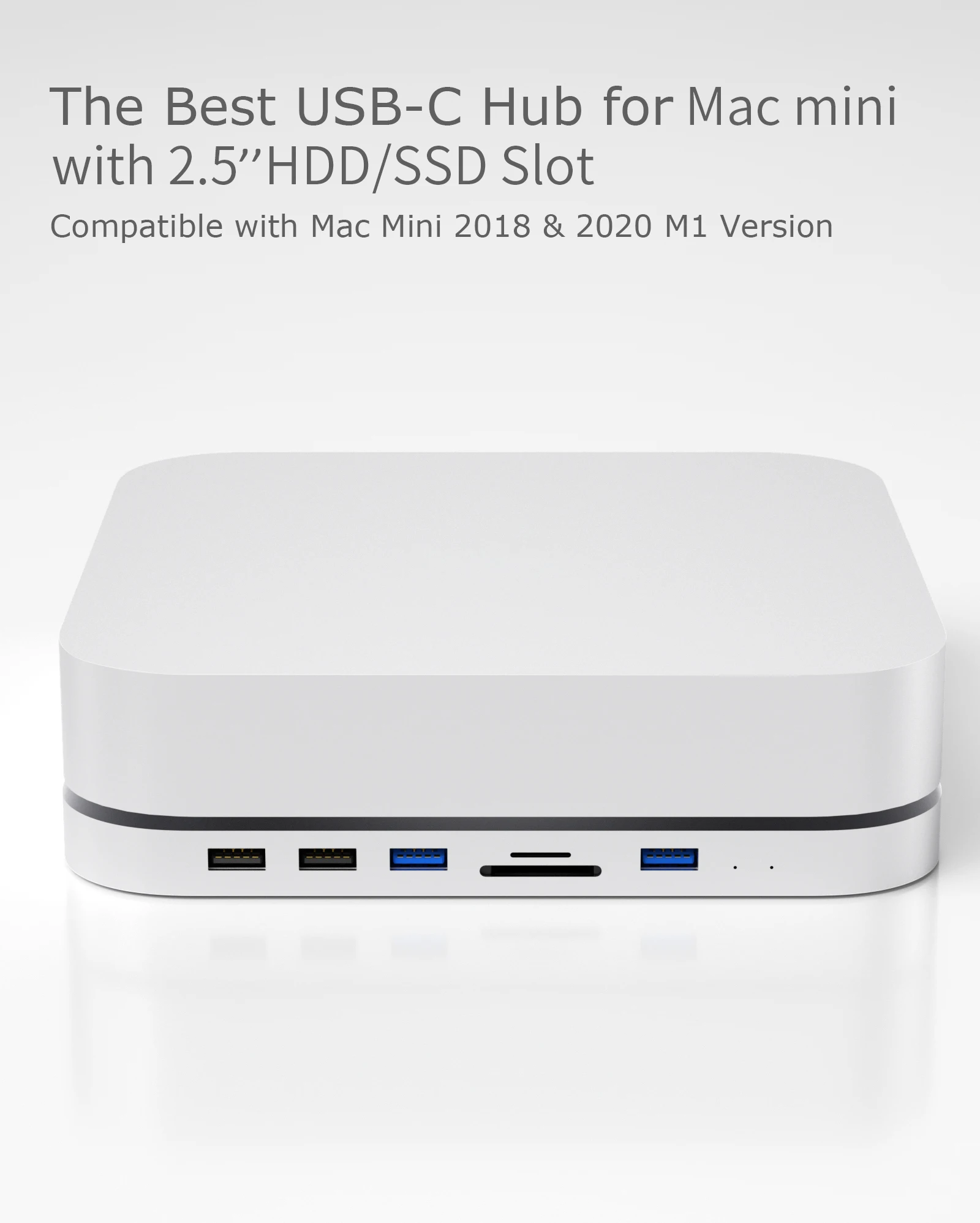 USB C Hub for Mac Mini with HDD Enclosure - 5 Ports, SD Card