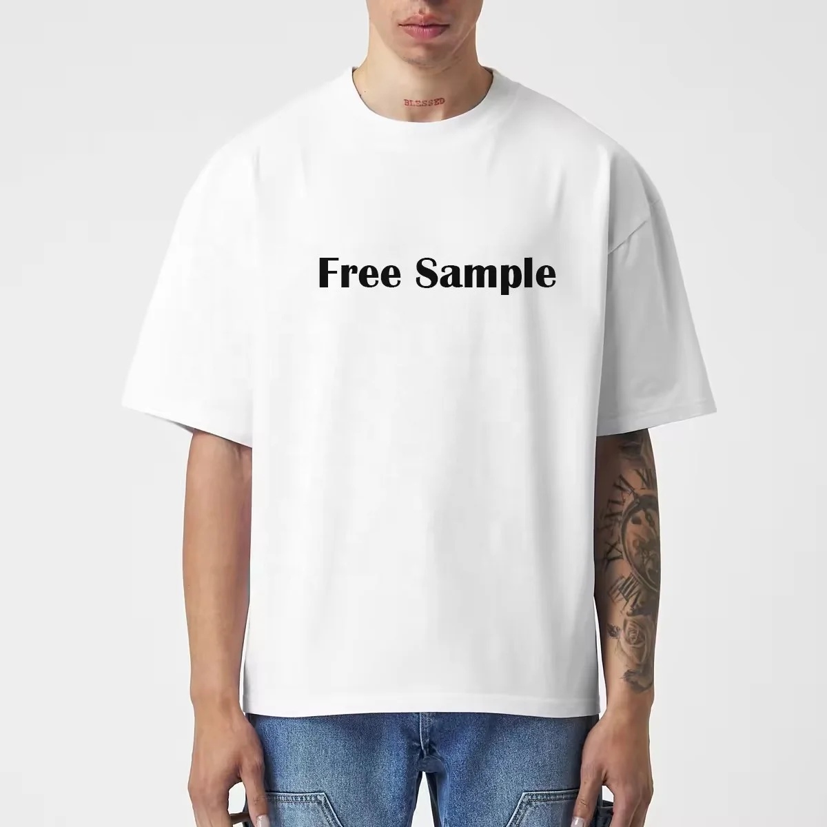 ODM 305 GSM 100 Cotton Plain Short Sleeve Oversized Mens Thick Tshirt  Heavyweight Essentials Blank Custom Logo T Shirt for Men