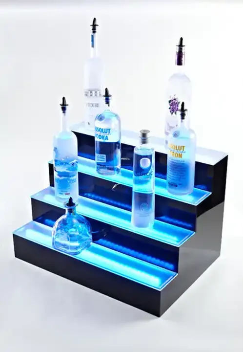 Direct Factory Acrylic 3 Step LED Light Acrylic Display Base Bar Liquor Bottle Stand