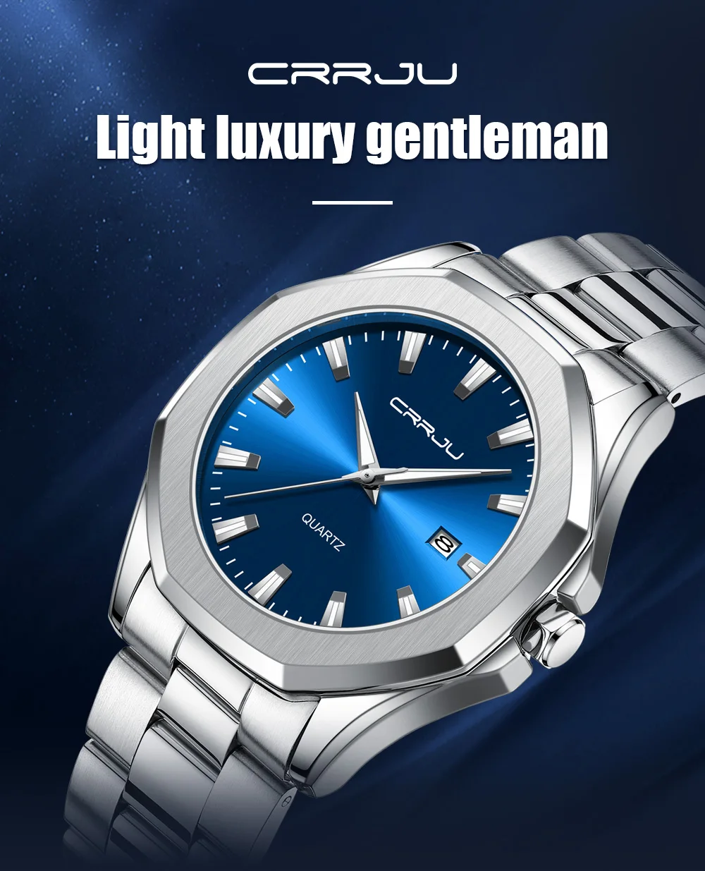 Crrju 5004 Men Watches Stainless Steel Trend Design Sport Watch Waterproof Big Dial Golden Luxury Japan Quartz Wristwatches
