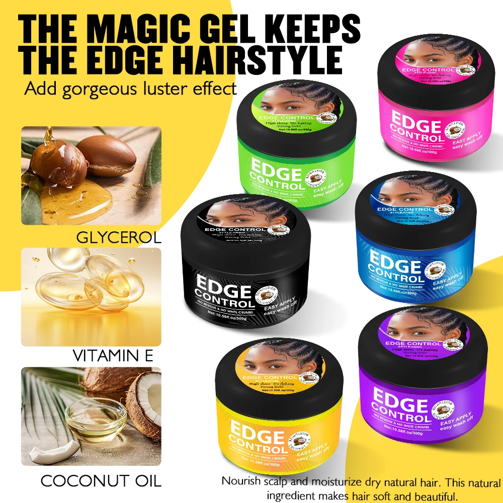 New Arrival Edge Control for Women Easy Wash Hair Wax Yellow Color 300g Gel