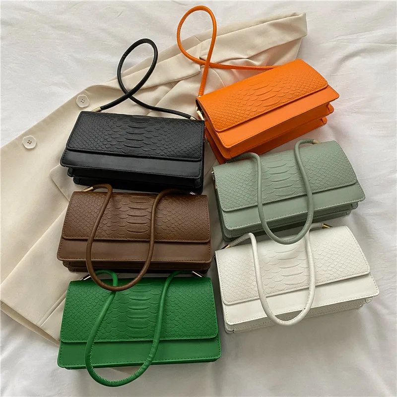 PU Leather Crocodile Pattern Tote Bag Lock Shoulder Messenger Bags