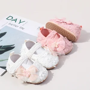 Hot Selling Butterfly Design Soft Tpr Outsole High Quality Baby Newborn Girl Shoes 2026