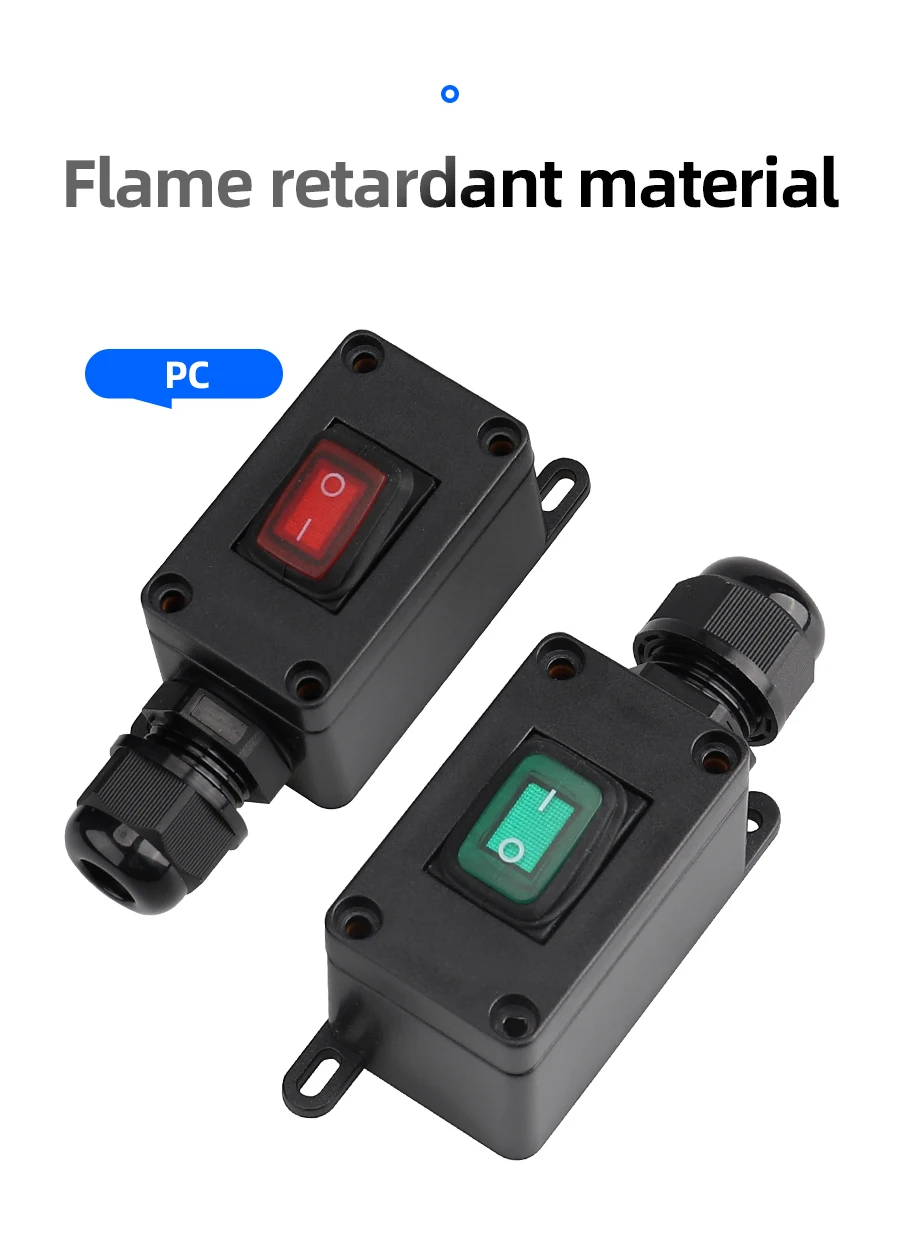 12V Inline Switch IP65 Waterproof Outdoor With Red LED Rocker Switch on ...