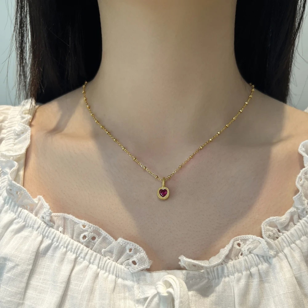 KAKODIY Charm Fashion Design Rhodium Plated 18K Gold 925 Sterling Silver Chain Bead Chain 5A Zirconia Heart Shape Pendant Necklace detail 5