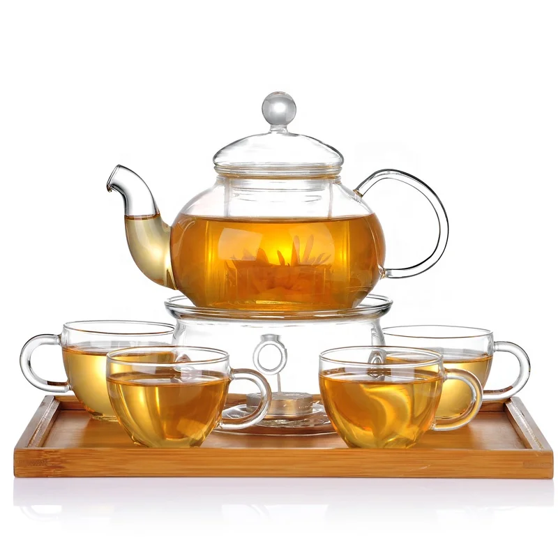 High Borosilicate Glass Tea Set With Tray