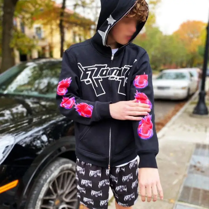 Fashion High Quality Winter Silk Screen Lined Regular Fit Cropped Hoodies No String Boxy Heavyweight Cotton Pullover Hoodie gallery 4